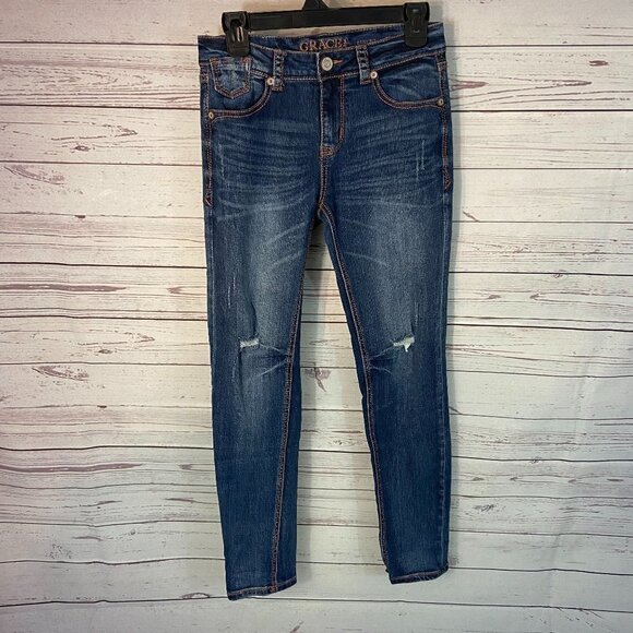 Grace in LA Easy Fit Jeans Women's Size 27 (27 x 30) Mid Rise Straight Leg - Picture 2 of 12